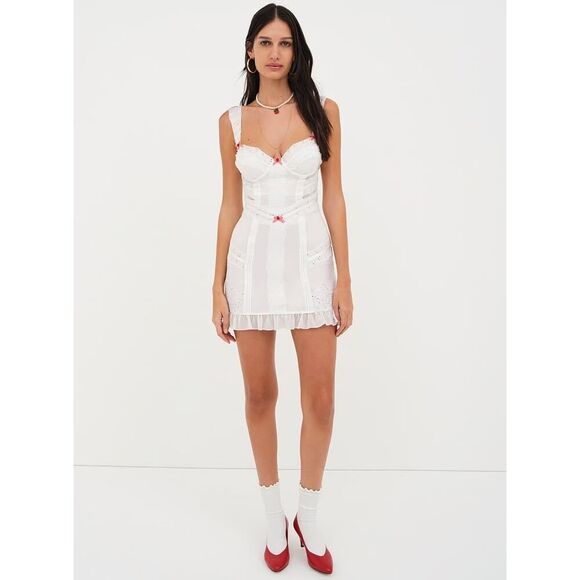 For Love & Lemons Martha White Corset Mini Slip Dress - Size M - NWT - Picture 1 of 5